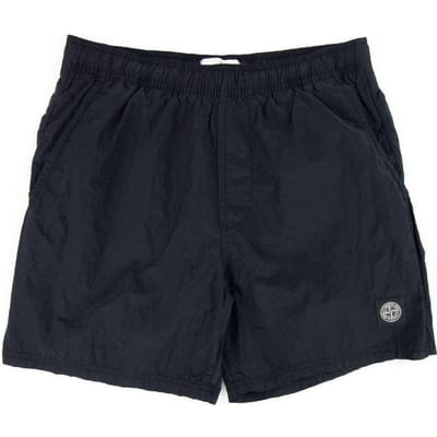 Stone Island Lente Zomer Metaalachtig Nylon Effen Kleur Elastisch Rechte Pijp Logo Casual Shorts Heren shorts Marineblauw 1015B0943-V0020 XXXL black