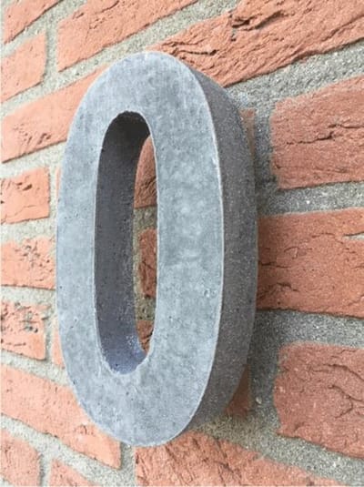 betonnen huisnummer, hoogte 20cm, huisnummer beton nr. 0