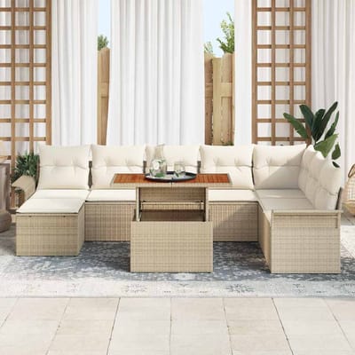 vidaXL - Tuinbank - Set - 9 - st - beige - en - crèmekleurig