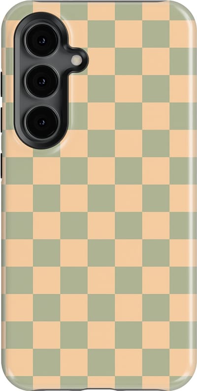 Design Hoesje Samsung Galaxy S24 | Geschikt Voor Mag | Tiny Squares Checkered Print | Backcover Samsung Galaxy S24 Calm Tiles