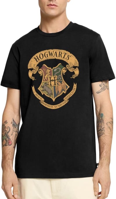 Harry Potter Zweinstein Wapenschild Hogwarts Premium T Shirt Heren