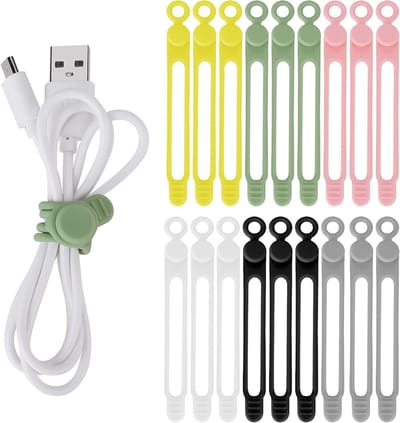 18 Stuks Siliconen Kabelbinders, Schattige Kabelbeheer Organizer, Elastische Kordel Voor Thuis, Kantoor, Keuken en School (10,7 cm)