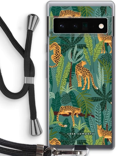 Case Company® - Hoesje met koord geschikt voor Google Pixel 6 Pro hoesje met Koord - Luipaard 2 - Telefoonhoesje met Zwart Koord - Bescherming aan alle Kanten en Over de Schermrand