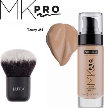 NIOBLU - MKPro - Creamy - Foundation - SPF 15 - Tawny M4 - met - Kabuki - kwast