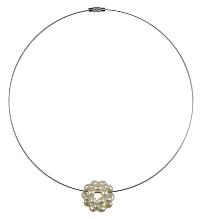 Zoetwater parel ketting White Ball - echte parels - wit - zilver - parelketting met hanger - sieraden zakje - parelketting dames