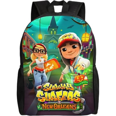 Subway Surfers Spel Rugzak voor Mannen Vrouwen Tieners Middelbare School Zakelijke Dagrugzak Parkour Sport Laptop Schoudertas Cadeau