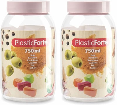 PlasticForte Voorraadpot/bewaarpot - 2x - 750 ml - kunststof - oud roze - B9 x H15 cm
