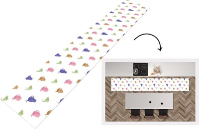 Keukenloper - Loper keuken - Patronen - Thee - Theekop - 300x50 cm - Keukenloper vinyl