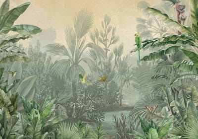 Fotobehang JungleParadiseGreen DD120244 A.S. Création Cuba Groen Beige Creme Vlies 280 x 400 cm (4 Teile) Fotobehang online webshop
