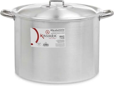 Kinvara grote kookpan/Soeppan met deksel - Aluminium - 35 liter - D40 x H29 cm