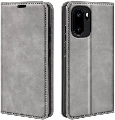 MobyDefend Hoesje - Geschikt voor OnePlus 15R - Luxe Wallet Bookcase (Magnetische Sluiting) - Grijs