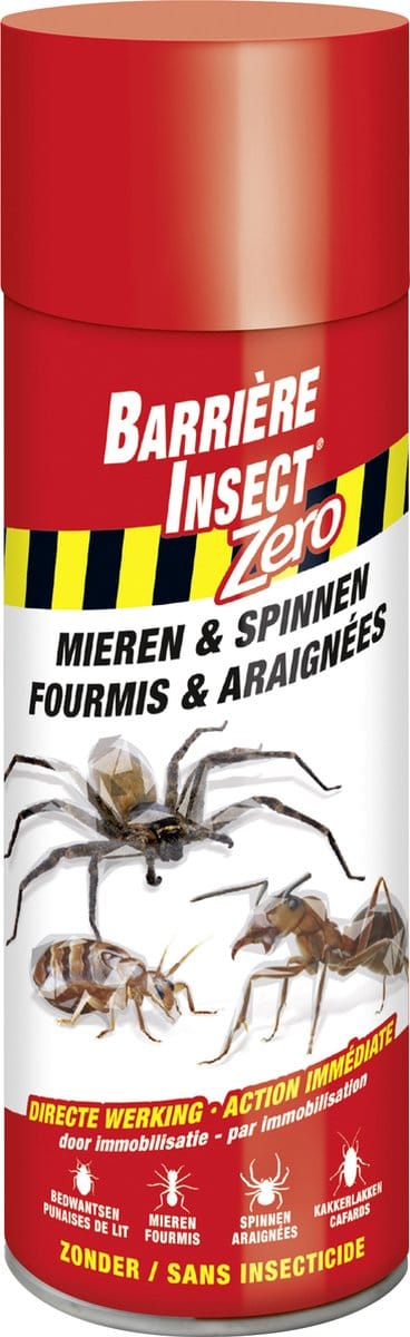 Barrière Insect Zero Mieren & Spinnen - 100% fysieke werking - gebruik binnen en buiten - vlekt/kleeft niet - spuitbus 400 ml