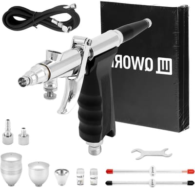 Ronte - Airbrush Kit met 3 Nozzles, 3 Verfbekers en 1.8m Slanglengte