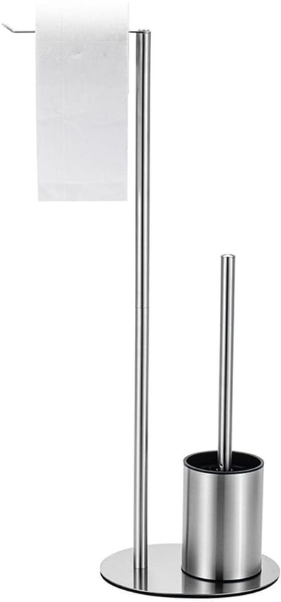 Dailygoods - Toiletrolhouder met toiletborstel, vrijstaande toiletrolhouder badkamer toiletrolhouder set roestvrij staal vrijstaande toiletrolstandaard