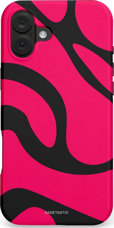 Casetastic hoesje geschikt voor Apple iPhone 16 Plus - MagSafe - Dubbellaagse bescherming - Zwart Roze Mamba Golven - Fashion Case - Roze Zwart