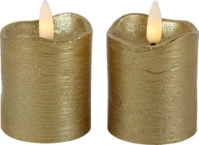 Countryfield LED kaarsen/stompkaarsen - 2x st - goud - D5 x H7,2 cm - timer - warm wit