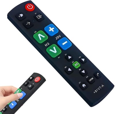 Grote Knoppen TV Afstandsbediening voor Senioren - Universele, Eenvoudige en Gebruiksvriendelijke Bediening voor Diverse Merken zoals Samsung, Sony en Panasonic
