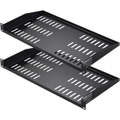 VEVOR 2-pack 1U serverrackplank, 10"/254 mm diep, maximaal draagvermogen van 50 lbs, geventileerde cantilever- of aan de muur gemonteerde rackplank met plank, goede luchtcirculatie voor 19" netwerkkast of apparatuurrack
