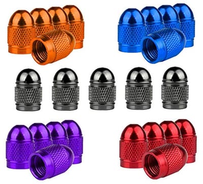 25 Stuks Kleurige Aluminium Ventieldoppen Universele Banddeksels voor Fiets, Auto en Motor - Inclusief Grijs, Oranje, Rood, Blauw en Paars