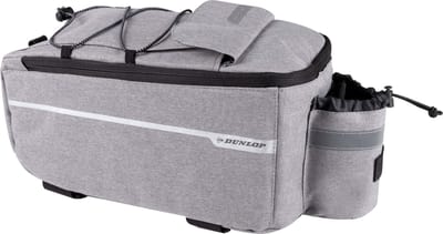 Dunlop Koeltas voor Bagagedrager Fiets - 7 Liter - Fietstas - Klittenband Bevestiging - Incl. Extra Opbergvakken en Flessenhouder - Isolerende Binnenlaag - met Schouderband - Grijs