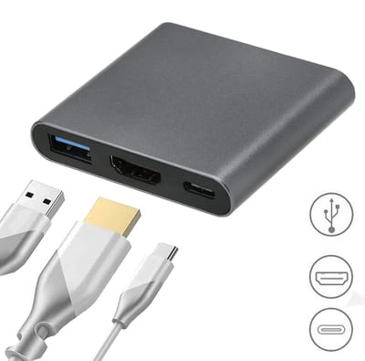 USB-C naar HDMI Adapter – Multiport AV Converter met USB 3.0 – 4K @30Hz – Type-C naar HDMI voor MacBook, Laptop en Android