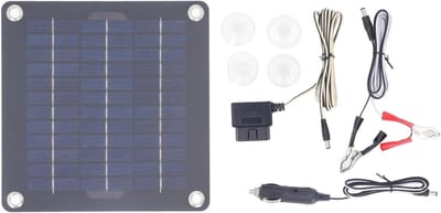 Zonnepaneel Kit - Accu Onderhouder - Accu Opladen - Monokristallijn Paneel - 10 Watt - Zwart