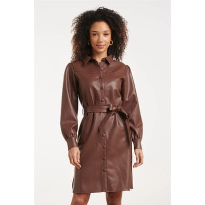 Smashed Lemon Faux leather jurk met tailleceintuur |