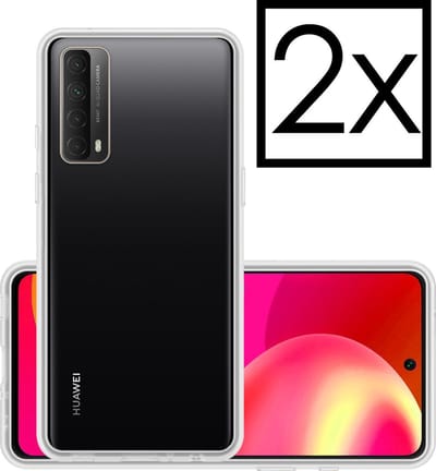 Hoesje - 2 Stuks - Geschikt voor Huawei P smart 2021 - Sterk & Shockproof - Case Siliconen - Back Cover - Telefoon Hoes - Transparant