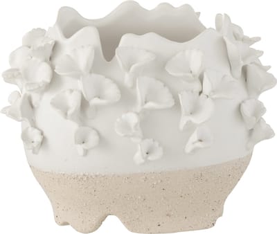 J-Line bloempot Anemone - keramiek - wit/beige - Ø 17 cm