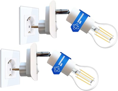 Trango Set van 2 11-261 LED stekkerverlichting incl. 1x 3000K warm witte E27 LED lamp in wit mat *ANNA* Wandlamp, leeslamp, keukenlamp, nachtlampje, wandlamp, keukenlamp, stekkerlamp