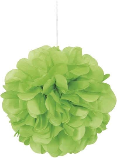 UNIQUE - 3 hangende pompons van limoengroen papier 22 cm voor decoratie