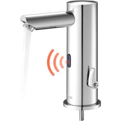VEVOR Touchless Badkamerspuit, Automatische Bewegingssensor Toilettenkloppen Spuit, Handvrij Aanpasbaar Koud Hot Enkelhandig Watermixer Batterijbediende Voor 9.5 Mm Riem, Gepolijst Nickelsilver