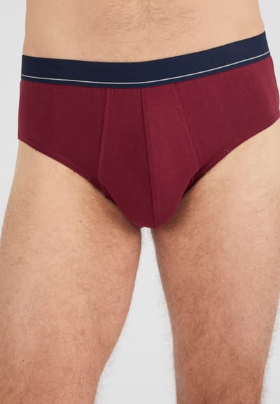 Damart - Set van 3 gesloten slips, grotendeels van katoen - Heren - Rood - (86-93) M