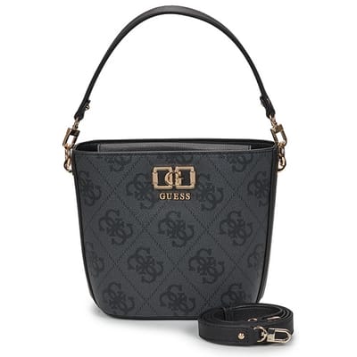 GUESS schoudertas Karnilla Logo Bucket Coal Logo donkergrijs