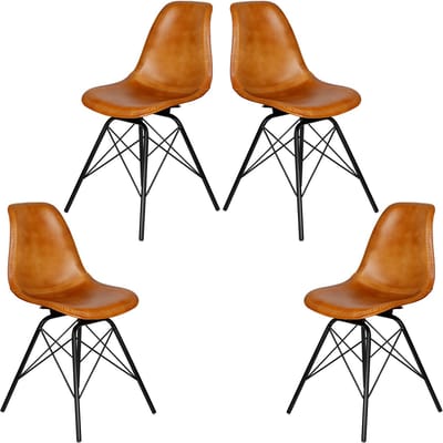 Eetkamerstoel leer cognac - Leren fauteuil