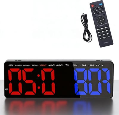 Grote afteltimer en intervaltimer met afstandsbediening, LED wandklok voor fitness, thuis, garage en buitensporten