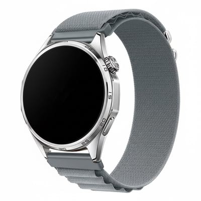 Nylon loop bandje - geschikt voor Huawei Watch GT Runner 2 / GT 2(e) 46 mm / GT 3 / 4 / 5 (Pro) 46 mm / Watch 3 (Pro) / Watch 4 (Pro) / GT 6 (PRO) 46mm - grijs