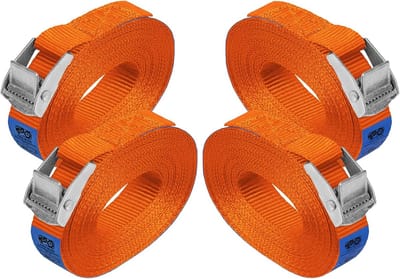 Spanband met Klemgesp - 4 stuks - 250 kg Treksterkte - 2.5 cm x 6 m - Vastzetten voor Transport