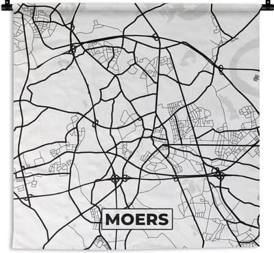 Wandkleed - Wanddoek - Plattegrond - Kaart - Moers - Stadskaart - 180x180 cm - Wandtapijt