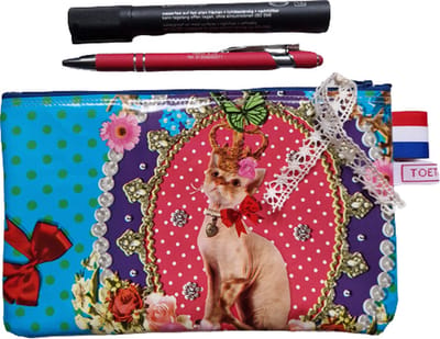 Toetie & Zo - Etui - Poes - Tafelzeil - Blauw - Makeuptas