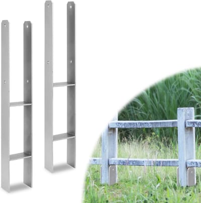2x H-Paalanker voor Vierkante Houten Palen (91x600mm) - Verstelbare Paaldrager voor Omheining en Schutting