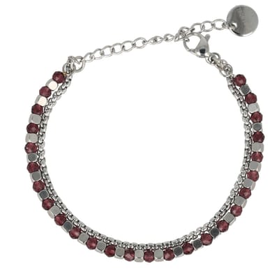 My Bendel - Zilverkleurige Armband met Paarse Glasstenen Kralen - met Luxe Cadeauverpakking | Sieraden Voor Dames