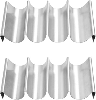 Taco Houder Set van 2 - RVS Golfvormige Hotdog Houder voor Restaurant, Picknick en Feestjes - Ideaal voor Sandwiches en Worstjes
