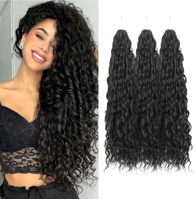 Dailygoods- Haarextensies 24 Inch - Diepe Golf Twist - Boho Vlechten - Gehaakte Haar - 3-Pak - 100g/pak - Haarkralen