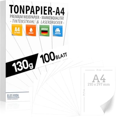 Tonerpapier A4 130g - 100 Vellen - Wit - Kleurloos Voor Postkaarten, Brieven, Knutselen