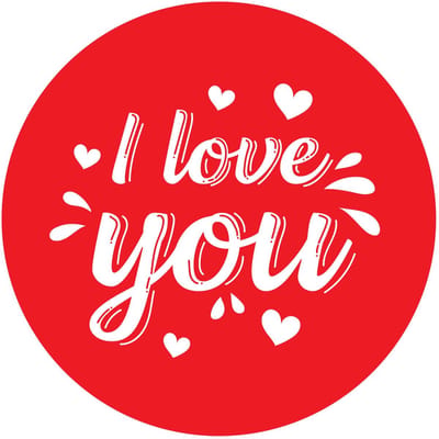 Bellatio Decorations I Love You cadeau sticker - rond - rood - Dia 9 cm - valentijn - huwelijk - liefde - moederdag