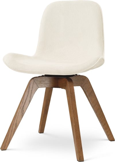 Nolon Noor-Fé draaibare Eetkamerstoel rib beige - walnoot houten onderstel - elegant - japandi - zachte zitting