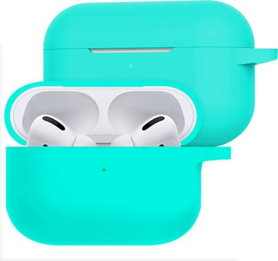 Hoesje Geschikt voor Apple Airpods Pro - Siliconen Hoes met Clip - Silicone Case Cover - Mintgroen