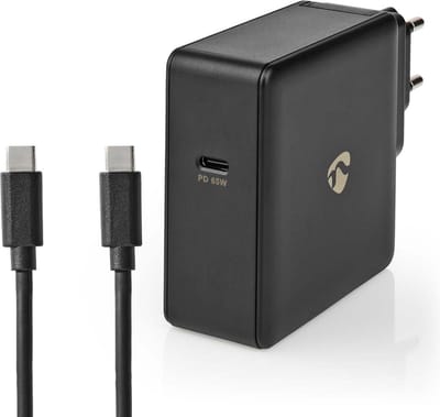 Nedis Oplader - 3,0 A / 3,25 A - Outputs: 1 - Poorttype: 1x USB-C™ - USB Type-C™ (Los) Kabel - 3.00 m - 15 / 27 / 36 / 45 / 65 W - Automatische Voltage Selectie