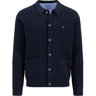 Fynch-Hatton Vest Buttoned Cardigan Superfine Cotton Cable Knit Navy / male